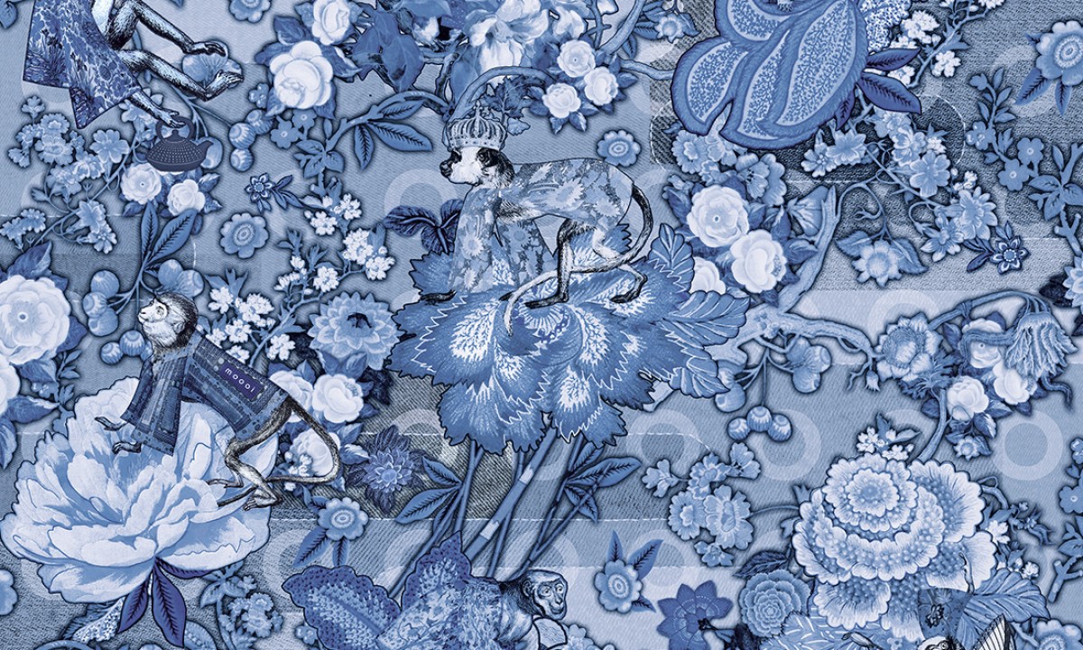Moooi Wallcovering Tokyo Blue - Rendezvous Tokyo Blue MO3012 Ming Blue